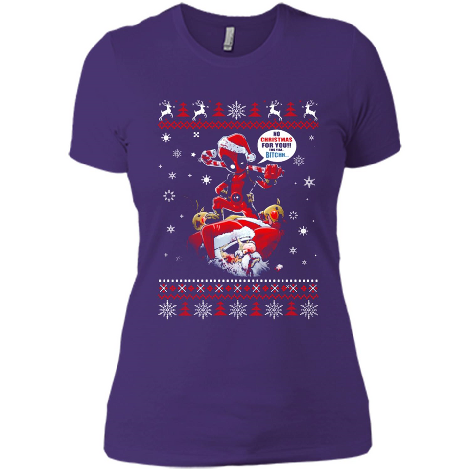 No Christmas for You – Deadpool Santa Claus Ugly Sweater - Ladies' Boyfriend T-Shirt