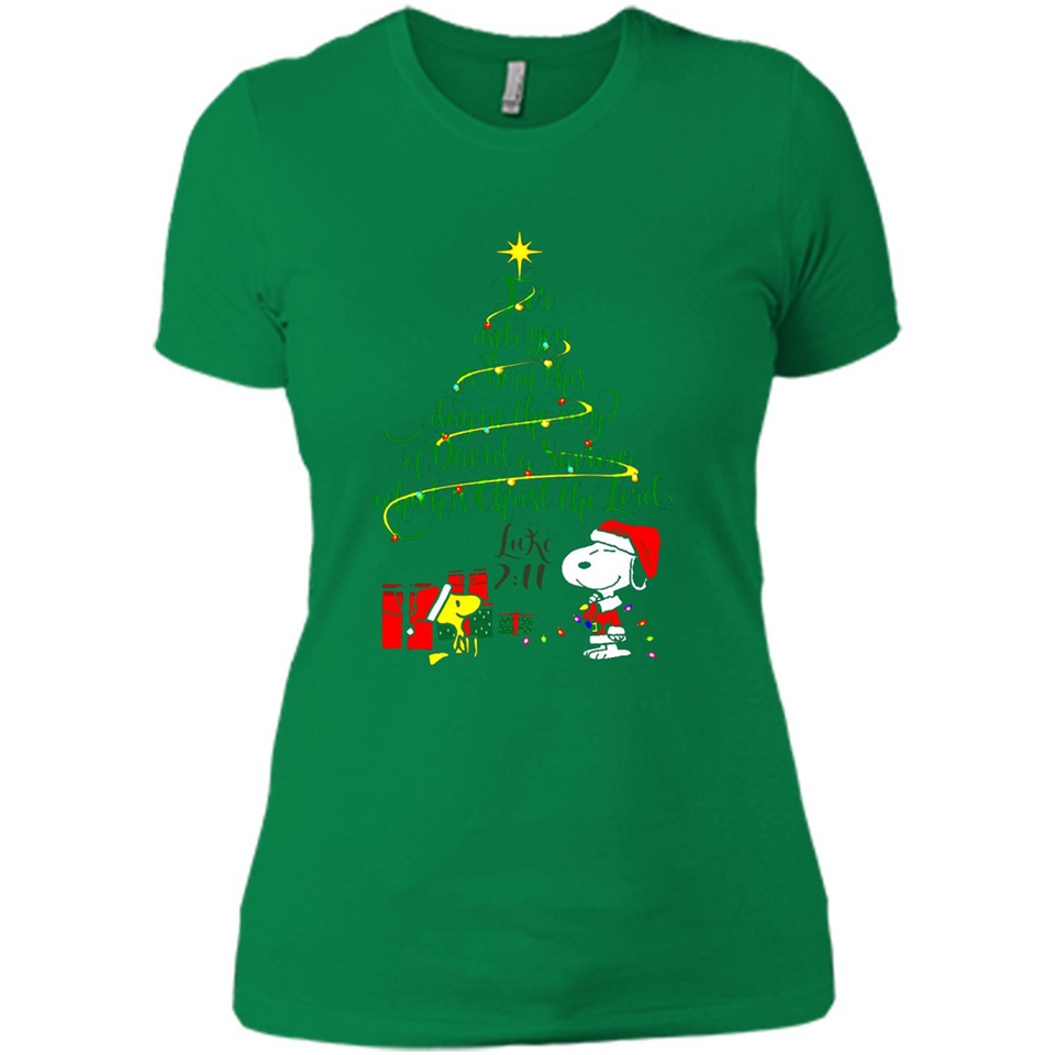 Snoopy Christmas Tree T-Shirt - Ladies' Boyfriend T-Shirt