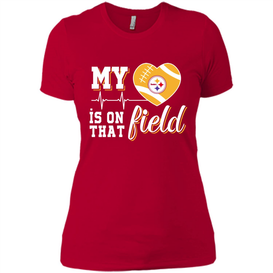 Pittsburgh Steelers Football My Heart is on that Field - Ladies' Boyfriend T-Shirt