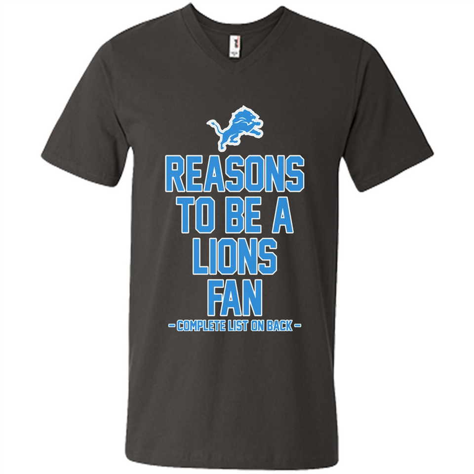 Reasons to be a Detroit Lions Fan Complete List on Back - Men's V-Neck