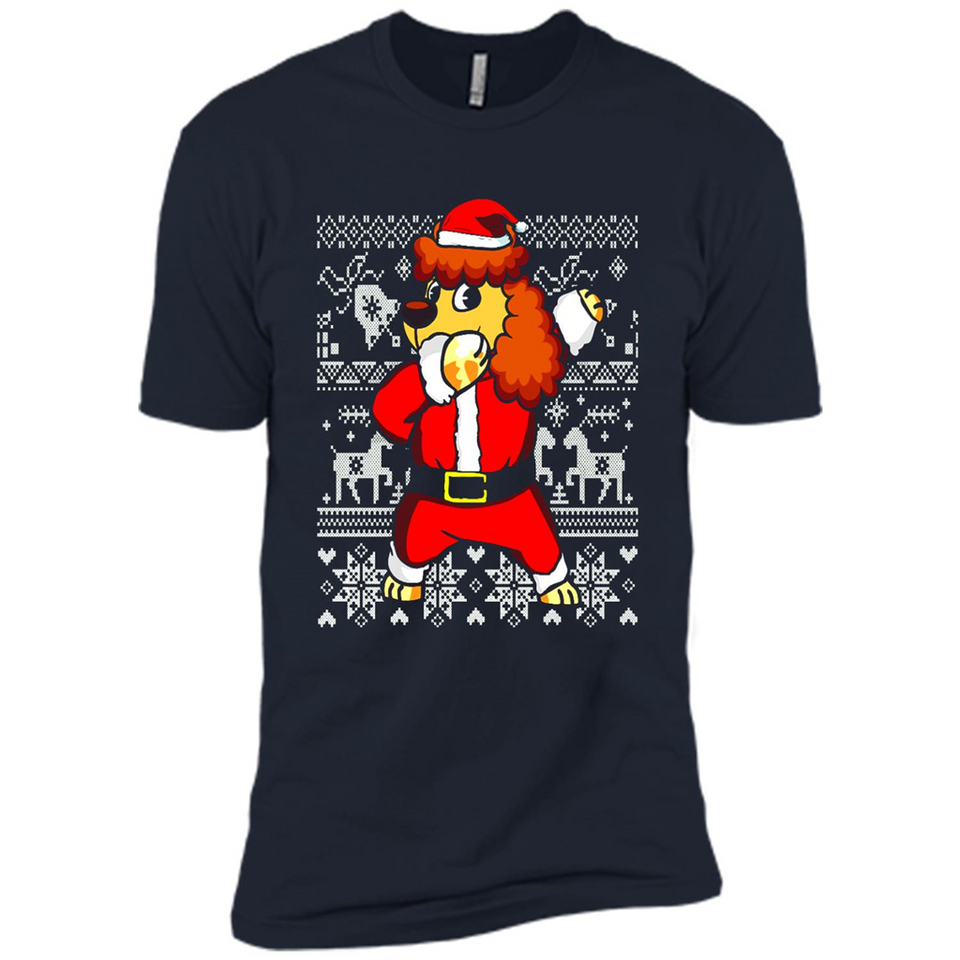 Dabbing Poodle Santa Christmas Holiday Sweatshirt - Premium Short Sleeve T-Shirt