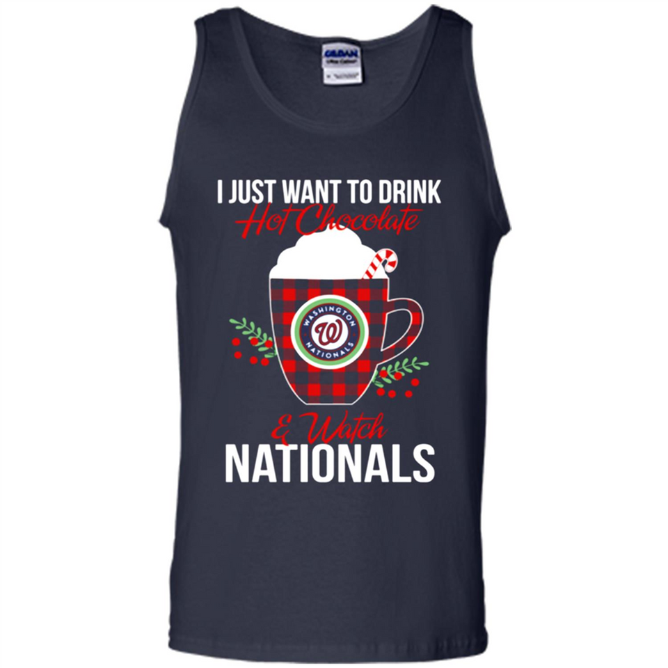 I Just Want To Drink Hot Chocolate & Watch Washington Nationals Ugly Christmas Sweater PINGPONG