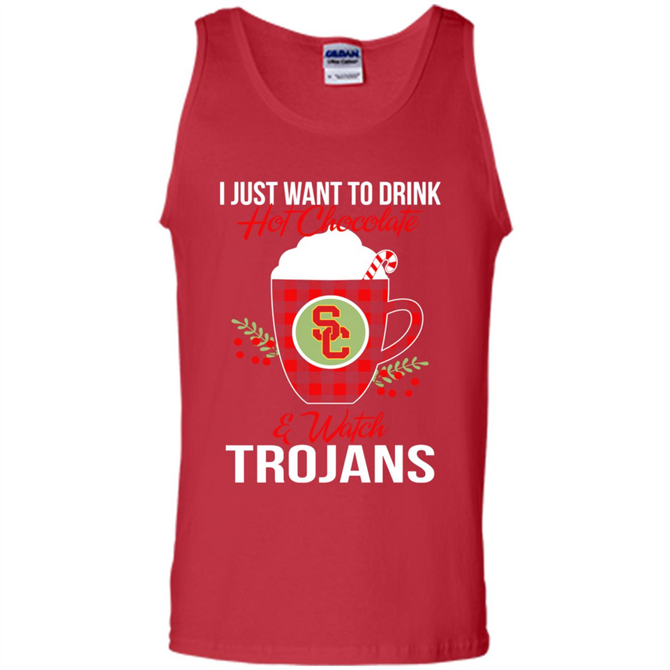 I Just Want To Drink Hot Chocolate & Watch USC Trojans Ugly Christmas Sweater PINGPONG