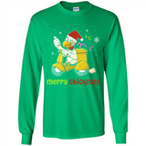 Funny Santa Christmas Chicken Shirt - Merry Chickmas - Long Sleeve T-Shirt