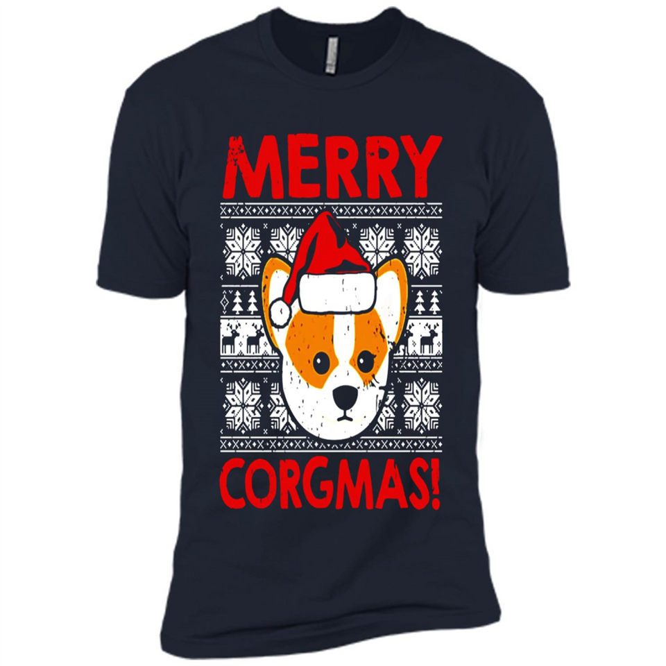 Funny Christmas Santa Corgi Dog Merry Corgmas - Premium Short Sleeve T-Shirt