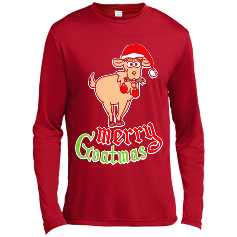 Christmas Merry Goatmas Goat Shirt Santa Hat - Canvas Long Sleeve T-Shirt