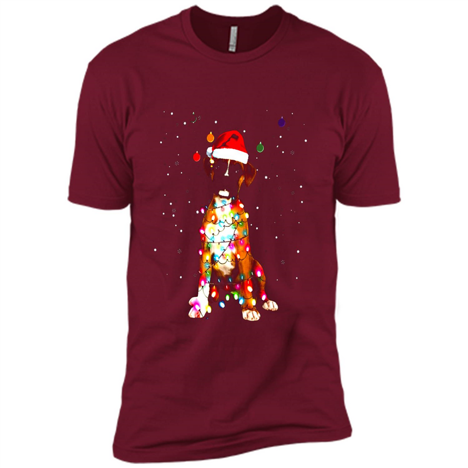 Christmas Lights Boxer Dog Funny Xmas Sweatshirt - Premium Short Sleeve T-Shirt
