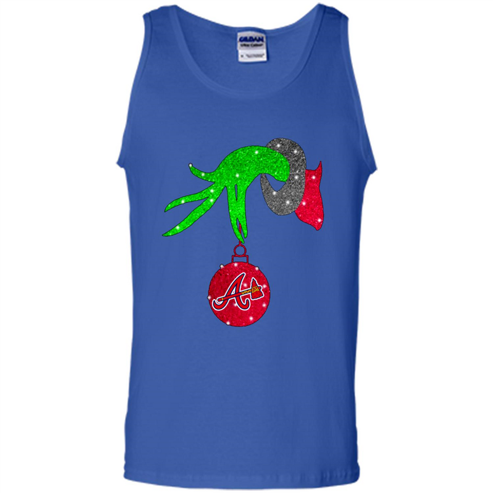 GRINCH HAND HOLDING ATLANTA BRAVES GLITTER CHRISTMAS PINGPONG
