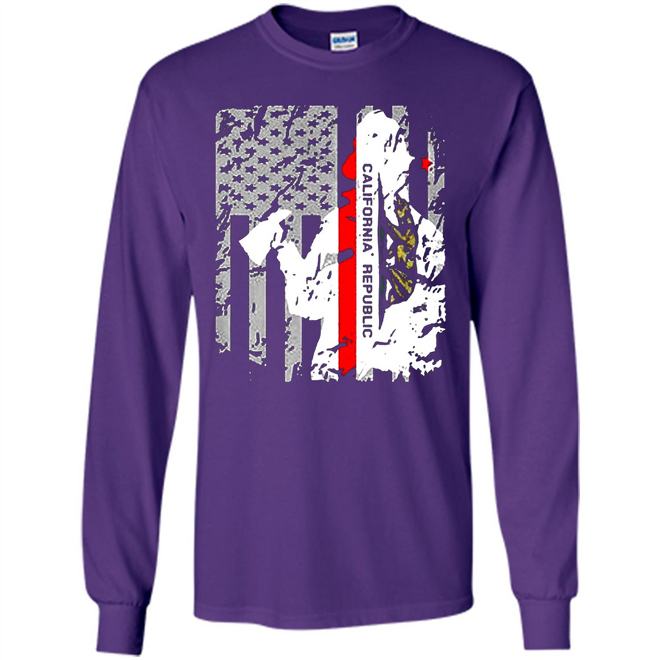 Paradise California Firefighter Thin Red Line Funds Youth T-Shirt PINGPONG - Long Sleeve T-Shirt
