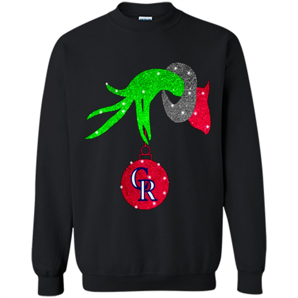 GRINCH HAND HOLDING COLORADO ROCKIES GLITTER CHRISTMAS PINGPONG