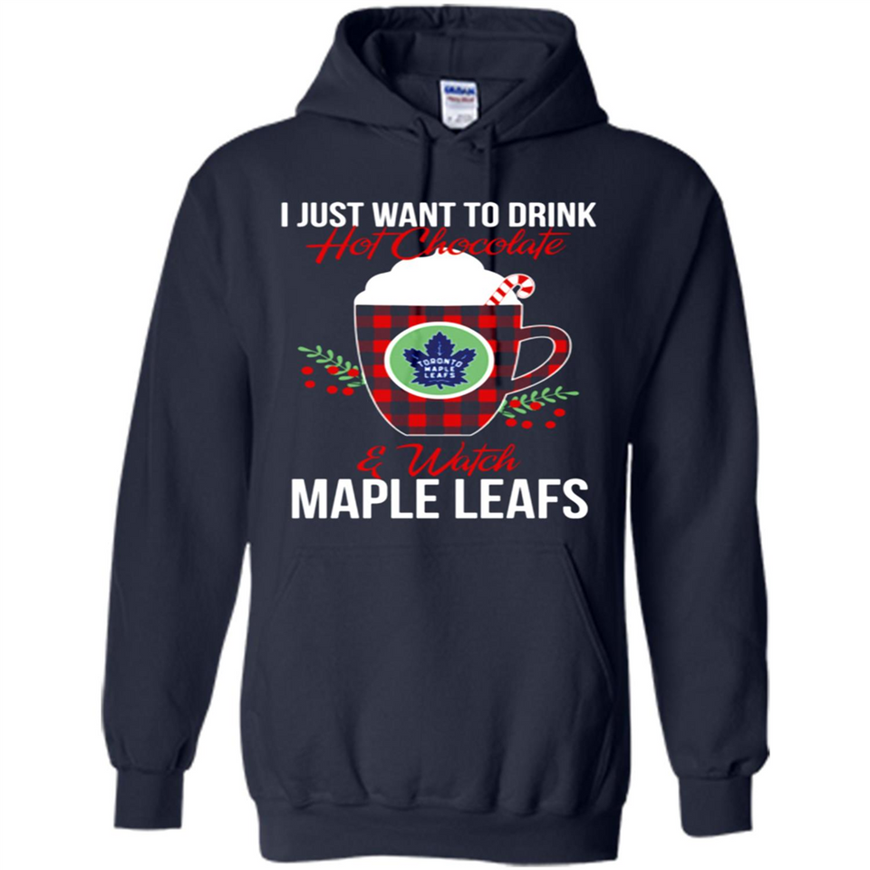 I Just Want To Drink Hot Chocolate & Watch Toronto Maple Leafs Ugly Christmas Sweater PINGPONG