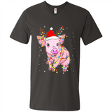 Christmas Lights Pig Wearing Santa Hat Funny Xmas - Men's V-Neck