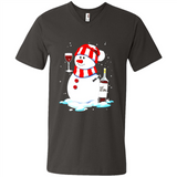 Cute Snowman drink Red Wine Christmas T-Shirt - Men's V-Neck