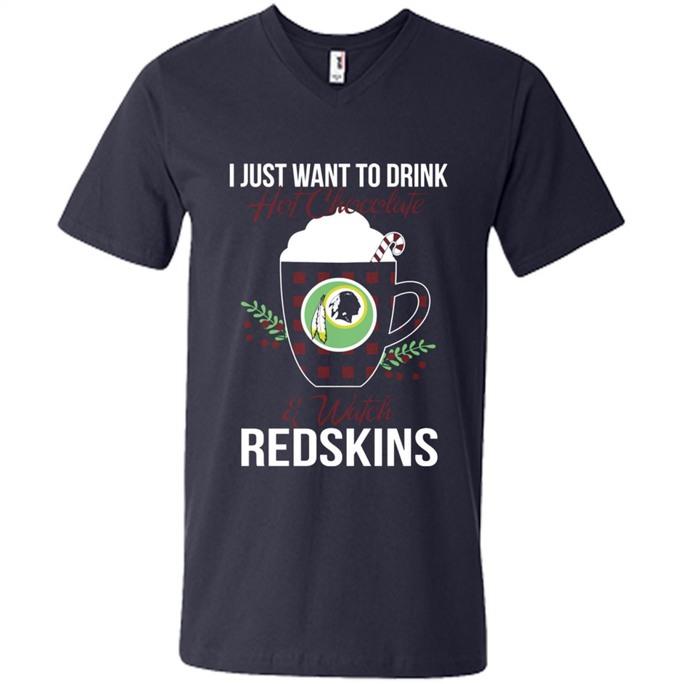 I Just Want To Drink Hot Chocolate & Watch Washington Redskins Ugly Christmas Sweater PINGPONG