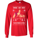 Omae Wa Mou Shindeiru Ugly Christmas Sweater - Long Sleeve T-Shirt