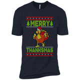 Merry Thankmas Ugly Xmas Thanksgiving Turkey Sweatshirt - Premium Short Sleeve T-Shirt