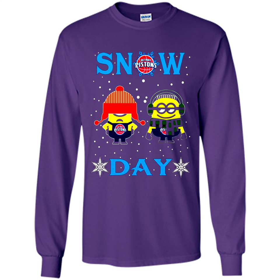Snow Day Shirt For Detroit Pistons Vs Minion Fans pingpong