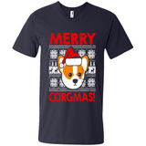 Funny Christmas Santa Corgi Dog Merry Corgmas - Men's V-Neck