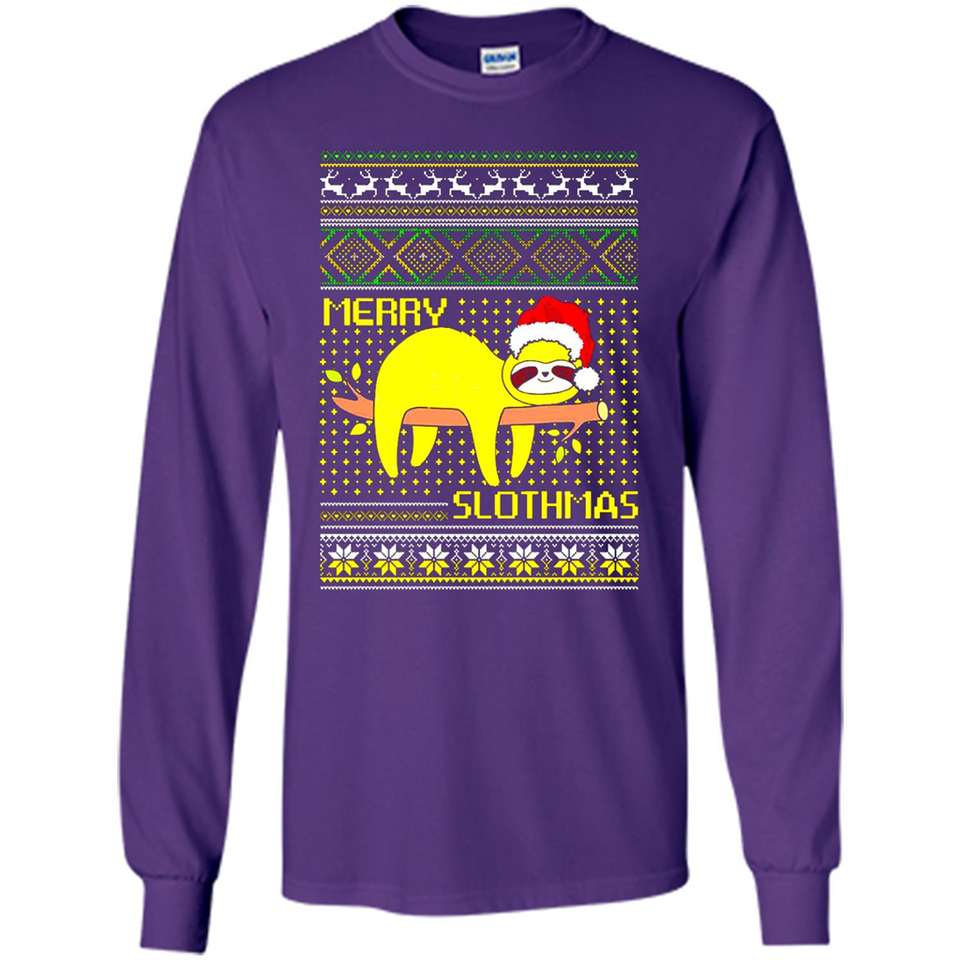 Merry Slothmas Sloth Christmas Sweater PINGPONG - Long Sleeve T-Shirt