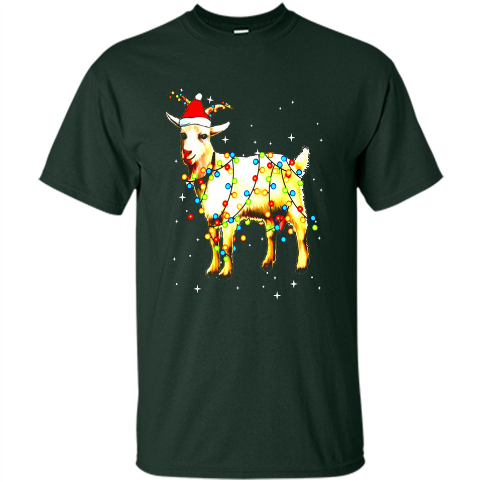 Christmas Lights Goat Wearing Santa Hat T-Shirt - Shirt