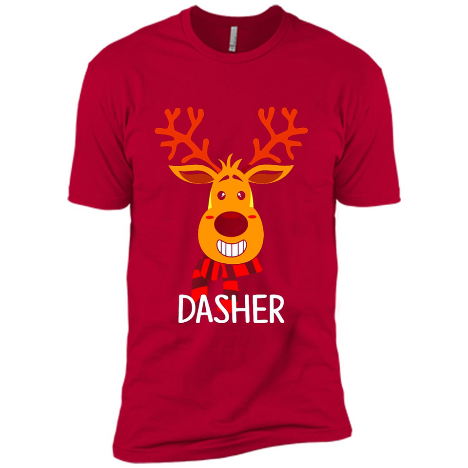 Dasher Reindeer Santa Claus Funny Xmas Holiday T-Shirt - Premium Short Sleeve T-Shirt