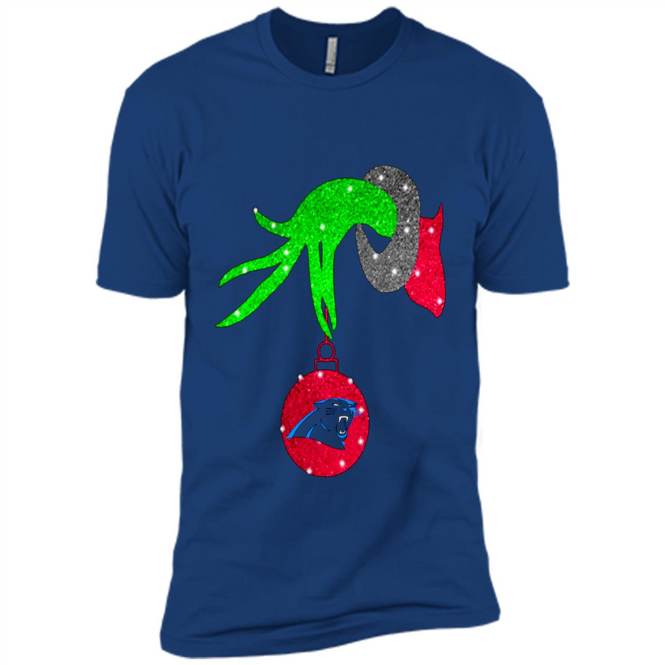 GRINCH HAND HOLDING CAROLINA PANTHER GLITTER CHRISTMAS PINGPONG
