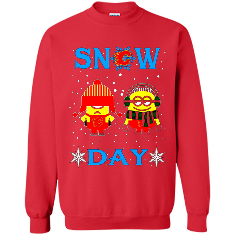 Snow Day Shirt For Calgary Flames Vs Minion Fans pingpong