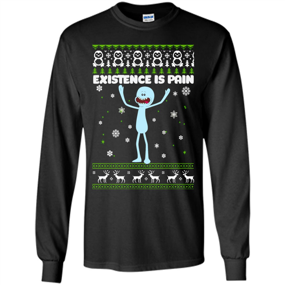 Mr Meeseeks Xistence Is Pain Ugly Christmas - Long Sleeve T-Shirt