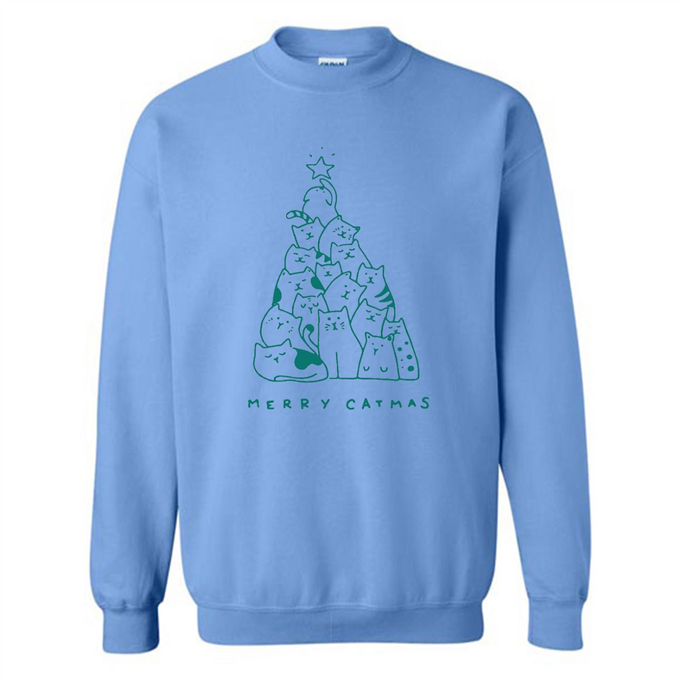 Merry Catmas Funny Cat Christmas Tree Sweatshirt - Sweatshirt