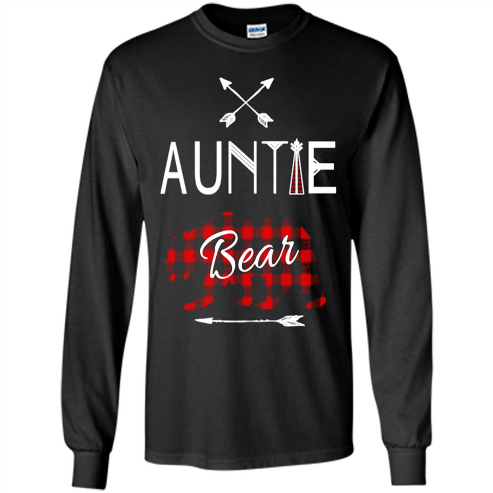 Aunt Shirt Buffalo Plaid Family Camp Bear Tee - Long Sleeve T-Shirt