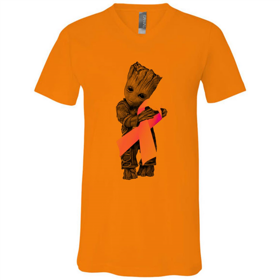 Groot Hug Breast Cancer - Canvas Unisex V-Neck
