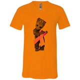 Groot Hug Breast Cancer - Canvas Unisex V-Neck