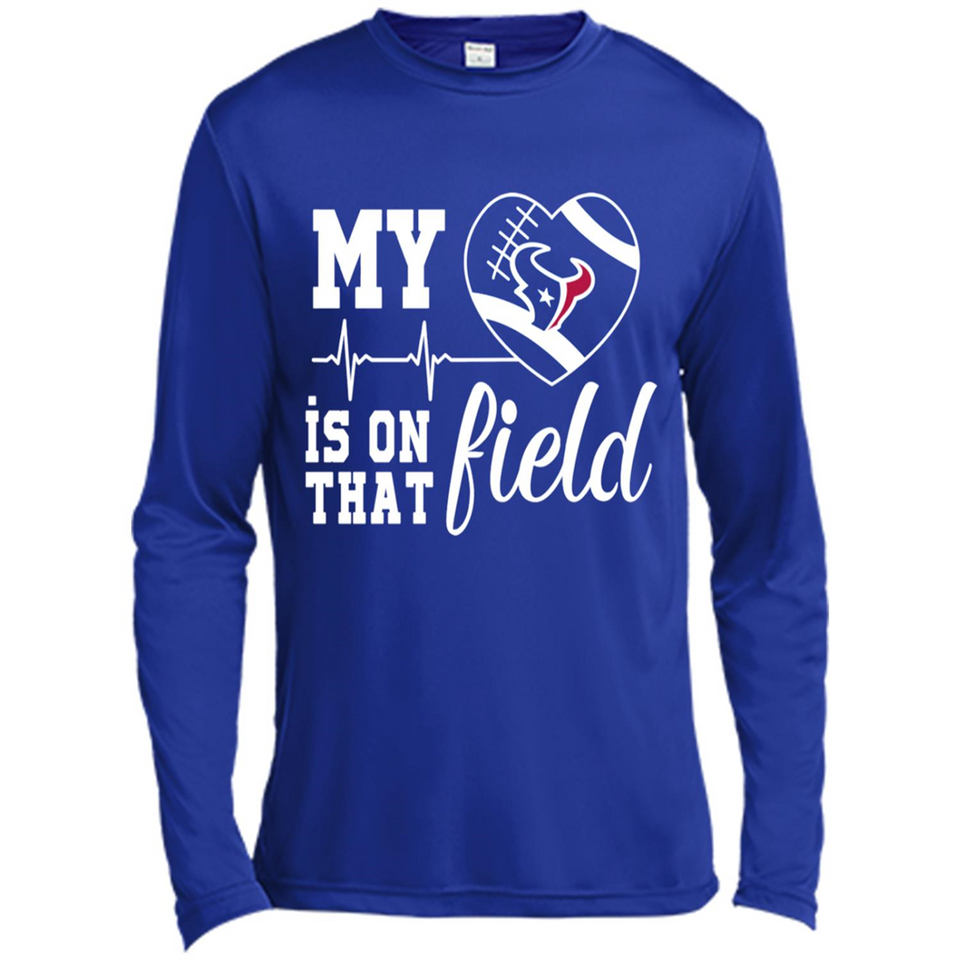 Houston Texans Football My Heart is on that Field - Canvas Long Sleeve T-Shirt