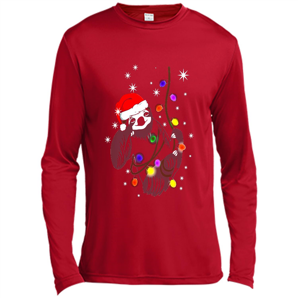 Cute Christmas Choloepus Sloth Santa Led Light Mug - Canvas Long Sleeve T-Shirt