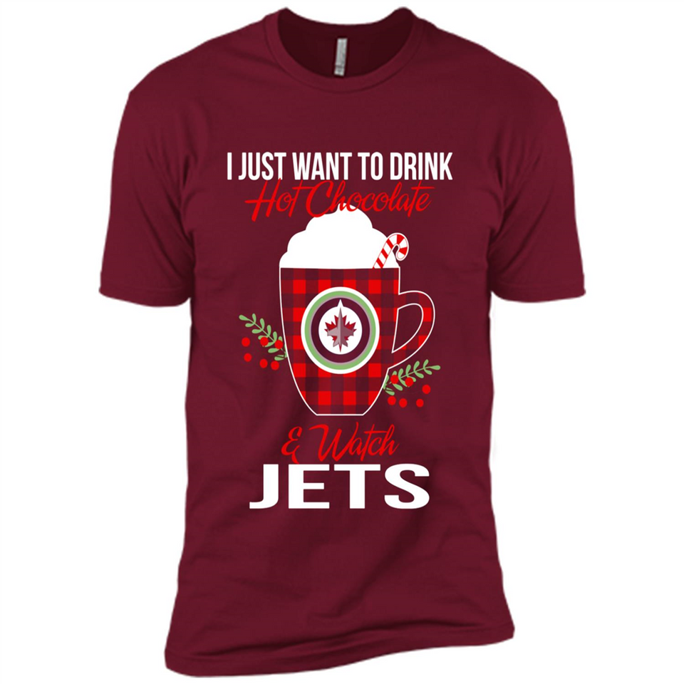 I Just Want To Drink Hot Chocolate & Watch Winnipeg Jets Ugly Christmas Sweater PINGPONG