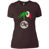 Fantastic Georgia Tech Yellow Jackets Glitter Grinch Monogram Ornament Christmas - Ladies' Boyfriend T-Shirt