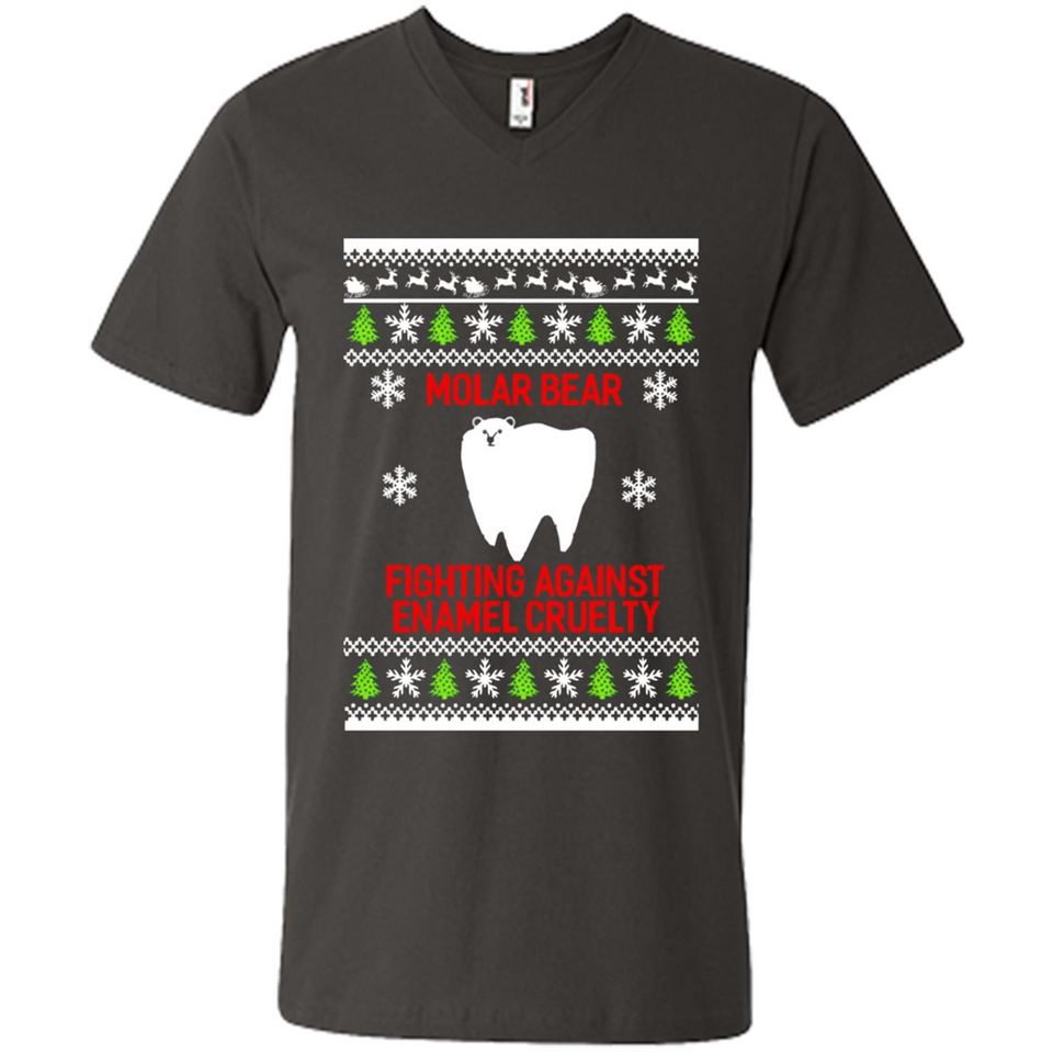 Molar bear fighting against enamel cruelty Christmas - Men's V-Neck
