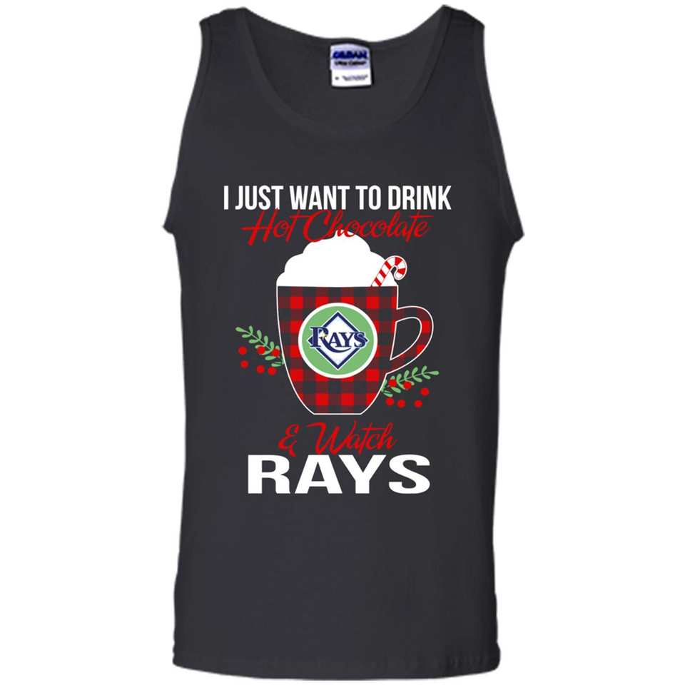 I Just Want To Drink Hot Chocolate & Watch Tampa Bay Rays Ugly Christmas Sweater PINGPONG