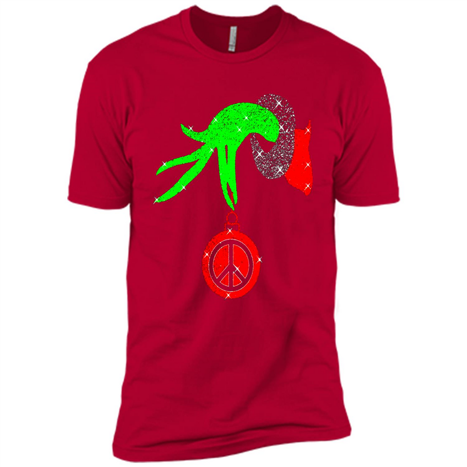 Christmas The Grinch Hand Holding Hippie Ornament - Premium Short Sleeve T-Shirt