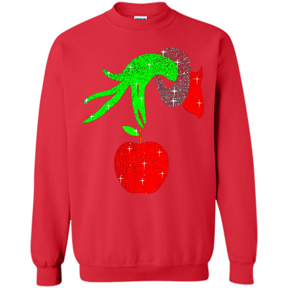 Christmas The Grinch Hand Holding Apple Ornament sweater - Sweatshirt