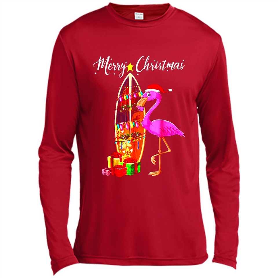 Flamingo Christmas Shirt, Merry Christmas Shirt , Flamingo - Canvas Long Sleeve T-Shirt