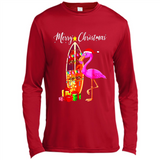 Flamingo Christmas Shirt, Merry Christmas Shirt , Flamingo - Canvas Long Sleeve T-Shirt