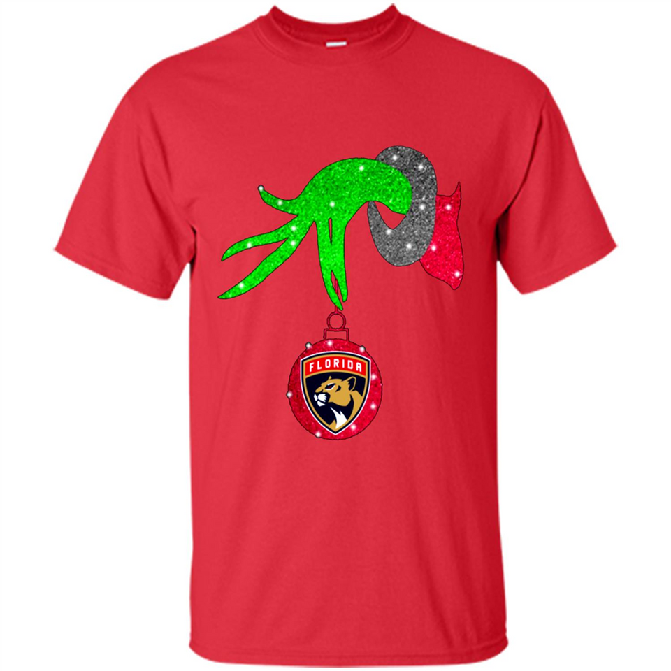 GRINCH HAND HOLDING FLORIDA PANTHERS GLITTER CHRISTMAS PINGPONG