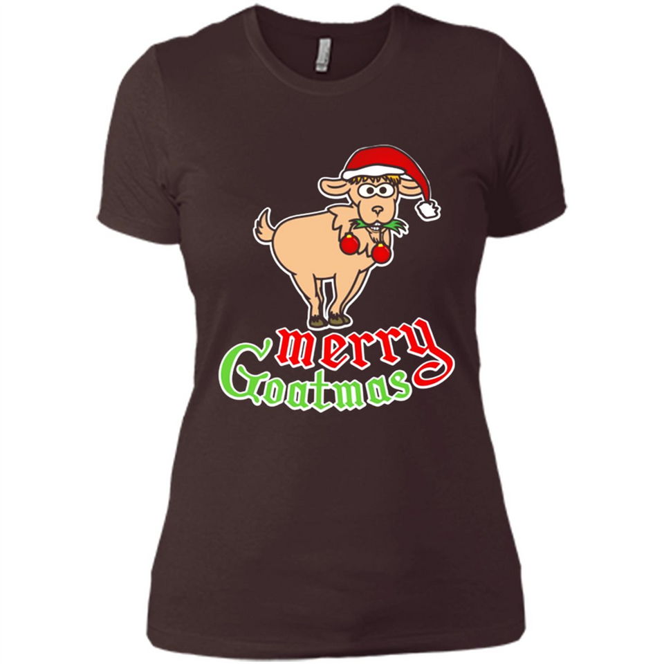 Christmas Merry Goatmas Goat Shirt Santa Hat - Ladies' Boyfriend T-Shirt