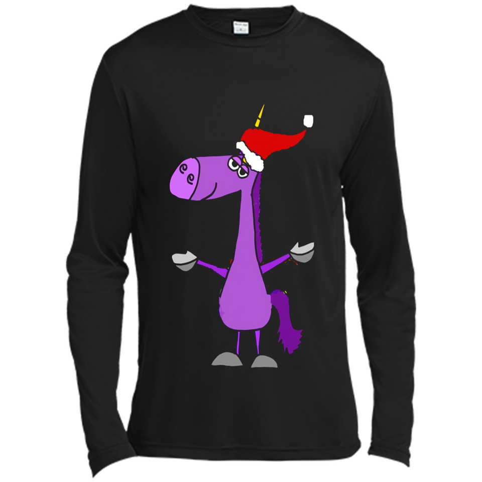 Funny Christmas Unicorn in Santa Hat - Canvas Long Sleeve T-Shirt