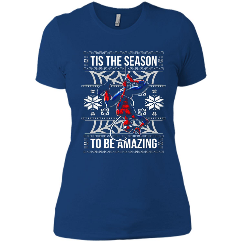 Marvel Spider Man Tis The Season To Be Amazing Ugly Christmas Mug PINGPONG - Ladies' Boyfriend T-Shirt
