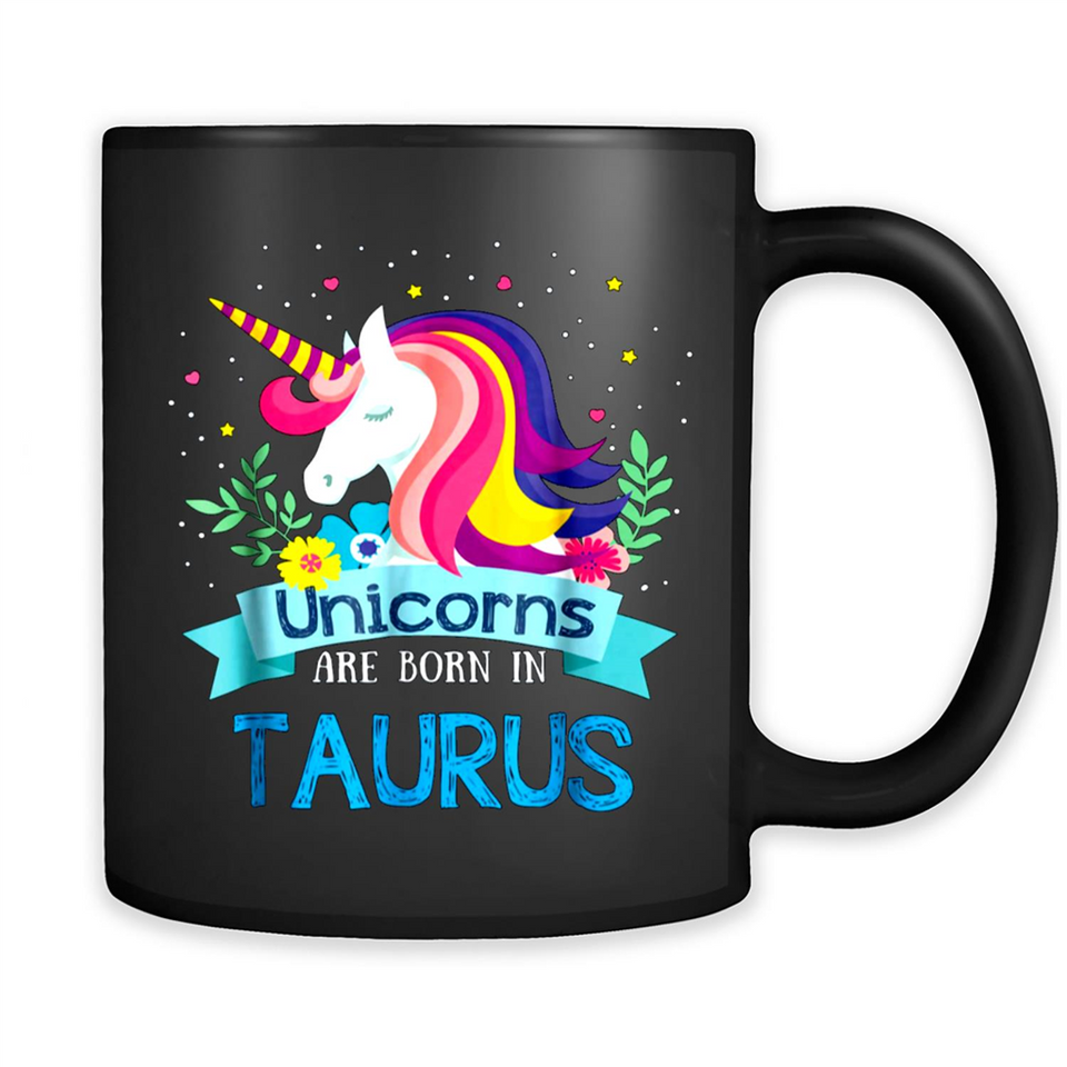 Unicorns are born in Taurus Birthday Rainbow Gift Ladies Custom