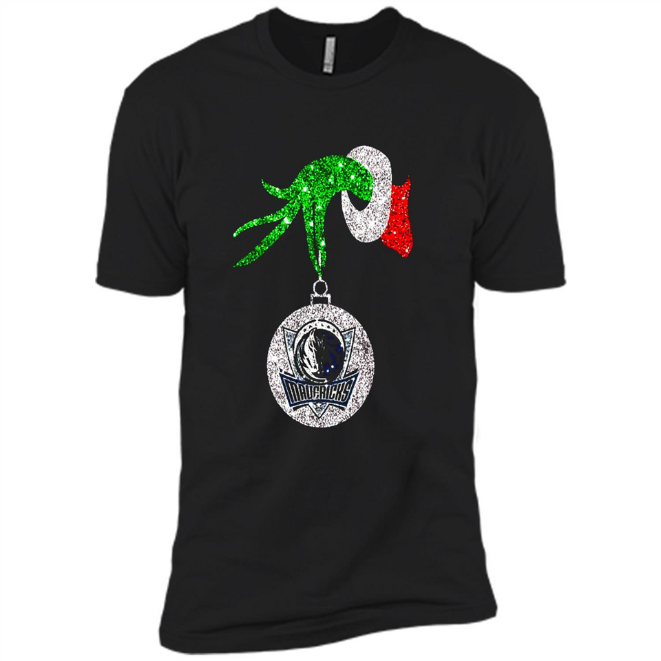 Amazing Dallas Mavericks Glitter Grinch Monogram Ornament Christmas Gift - Premium Short Sleeve T-Shirt