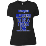 Reasons to be a Memphis Tigers Fan Complete List on Back - Ladies' Boyfriend T-Shirt