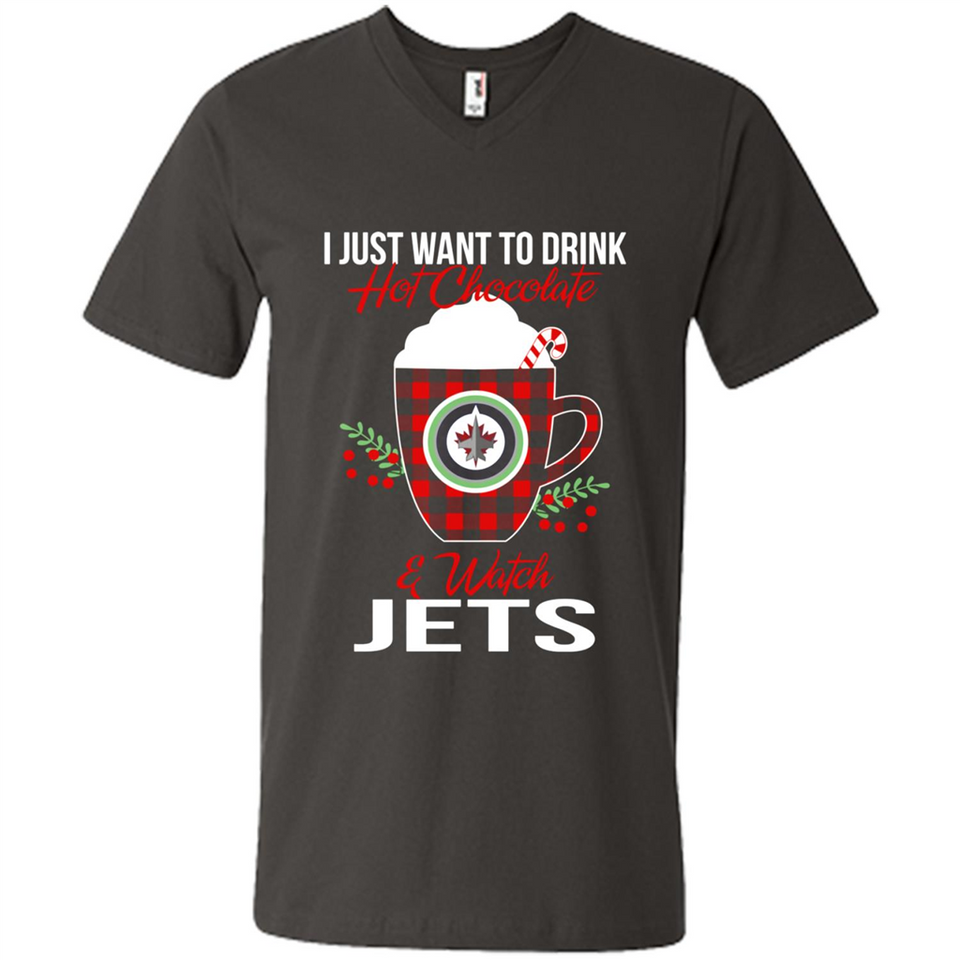 I Just Want To Drink Hot Chocolate & Watch Winnipeg Jets Ugly Christmas Sweater PINGPONG